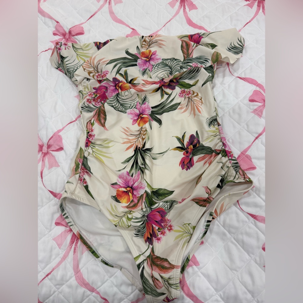 Kona Sol Floral Swimsuit with Pink and Green